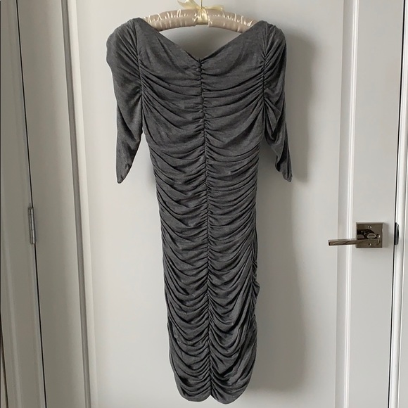 BCBGMaxAzria Heather Grey Ruched & Gathered Dress Size S - Picture 6 of 7